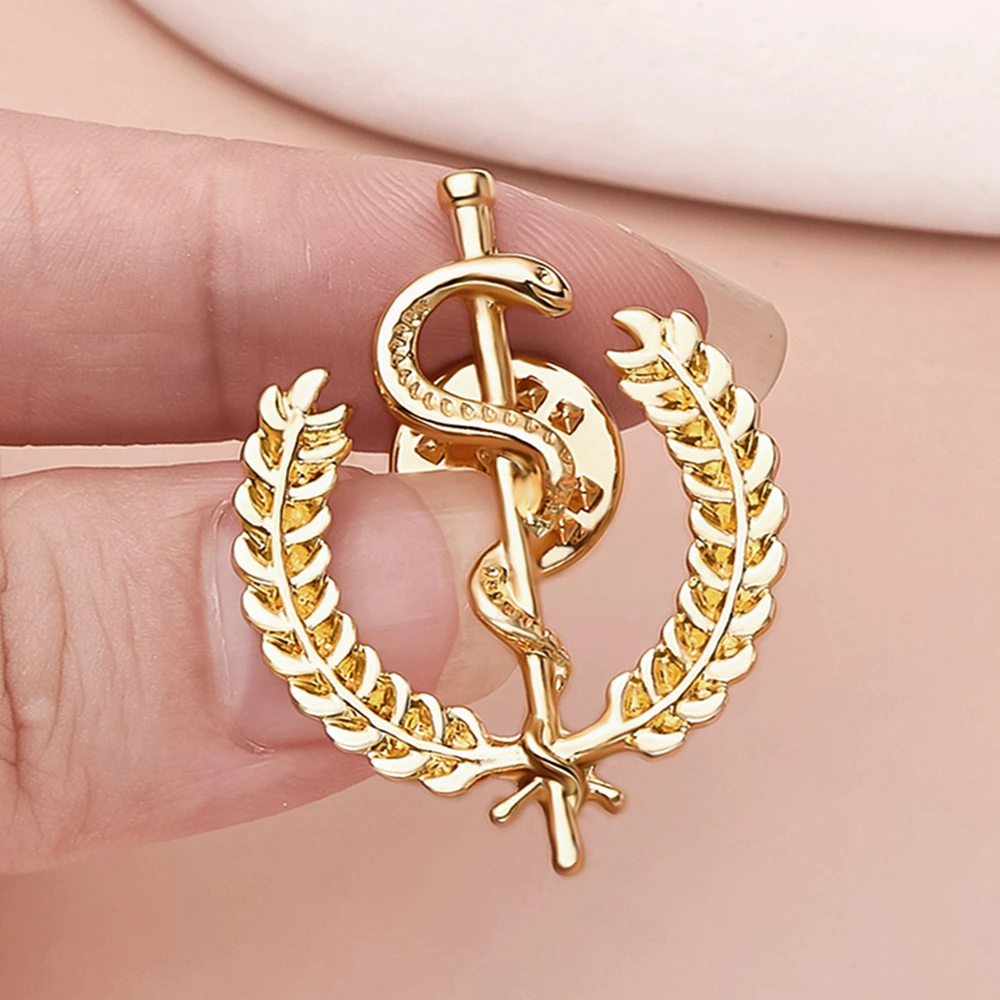 Catuni Medical Snake Pin Brooch Medicine Metal Lapel Lanyard Backpack Badge Accessories Jewelry Gift for Doctor Nurse Medico