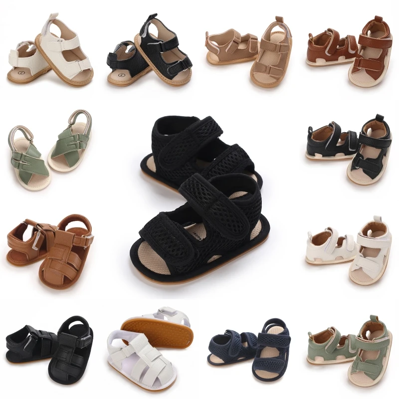 Summer British Style Baby Breathable Sandals Boys Outdoor Casual Shoes Non Slip Soft Rubber Soles Boys Baby Walking Shoes