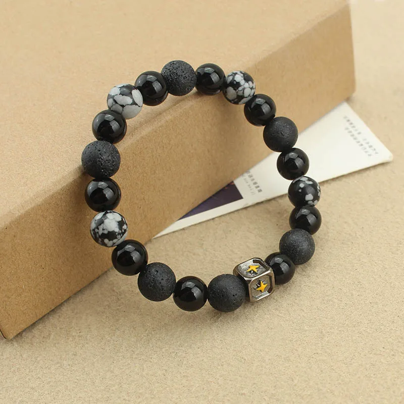 DIY accessories Simple retro volcanic stone black beaded bracelet for men and women versatile niche high-end mango star bracelet