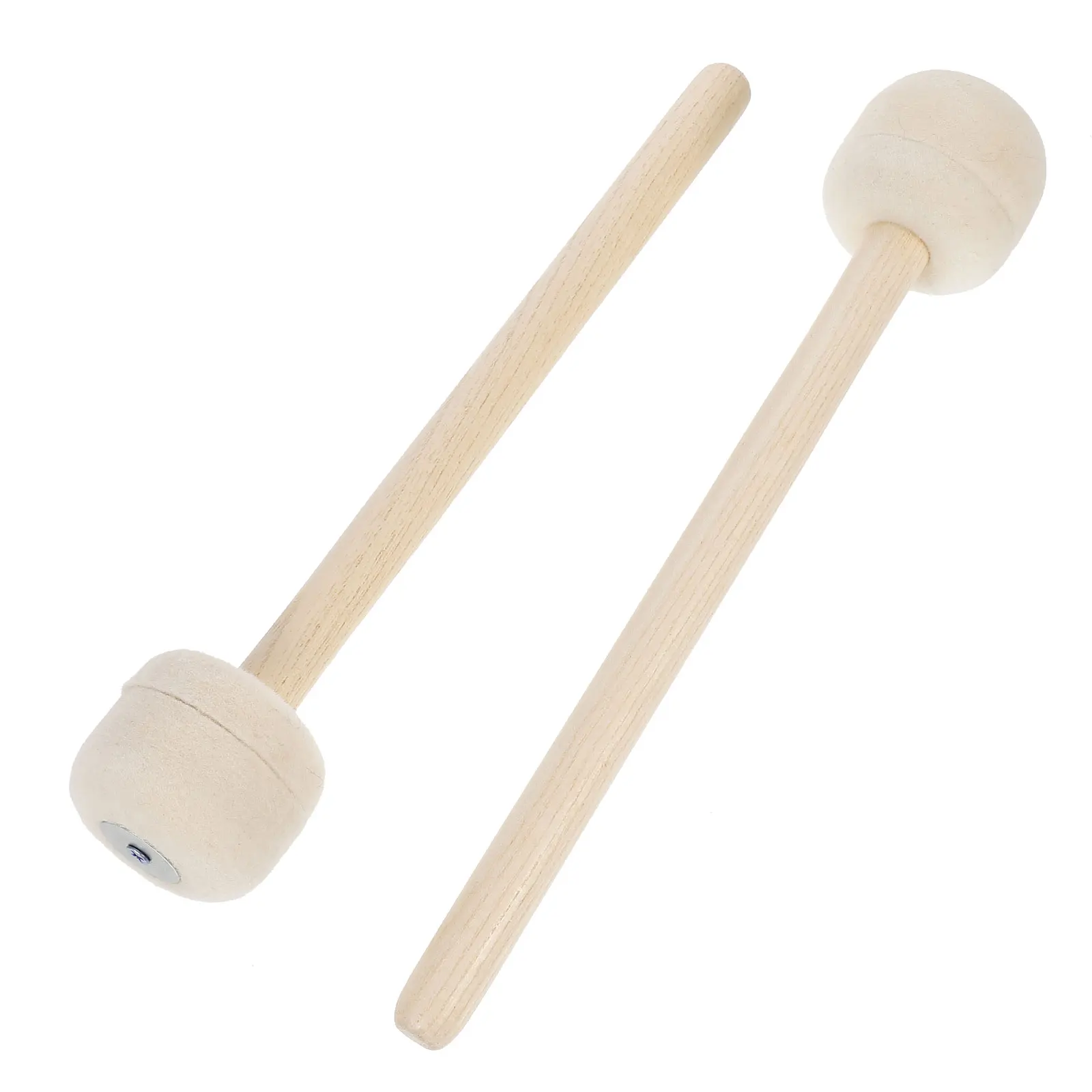 2 Pcs Wool Felt Drumsticks Wooden Tube Bass Drum Mallets Durable Hammer Rod Snare Percussion Instrument Accessories