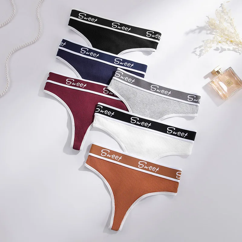 Cotton Panties Sexy Women Briefs Letter Sweet Underwear Thong Hollow Out Intimates Ladies Female Panty Lingerie