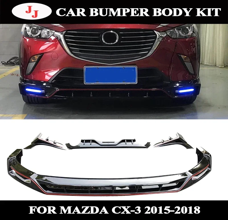 CAR STYLE BODY KIT For Mazda CX-3 2015-2018 Car Body Kit Front Bumper With LED Lights Rear Bumper Lip