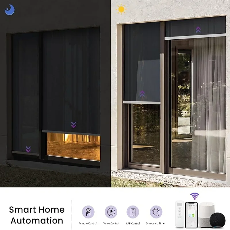 2025 ظلال مخصصة مختلفة من القماش توصيل الهاتف المتوافق مع Google Home، Siri للتحكم في الستائر الدوارة الآلية لنظام التشغيل Windows