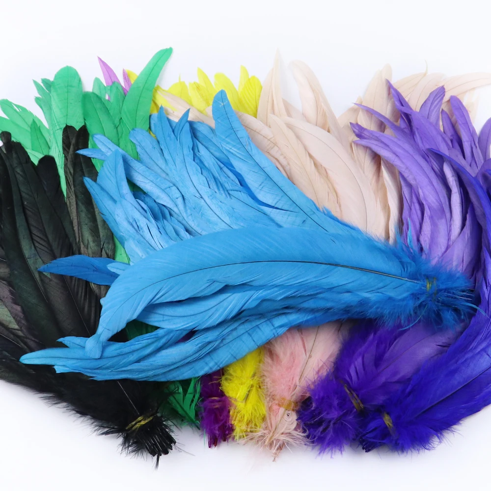 Multicolor Rooster Cock Tail Feathers 25-30CM Natural Pheasant plume for Costume Party Clothing Sewing Accessory Headdress Decor