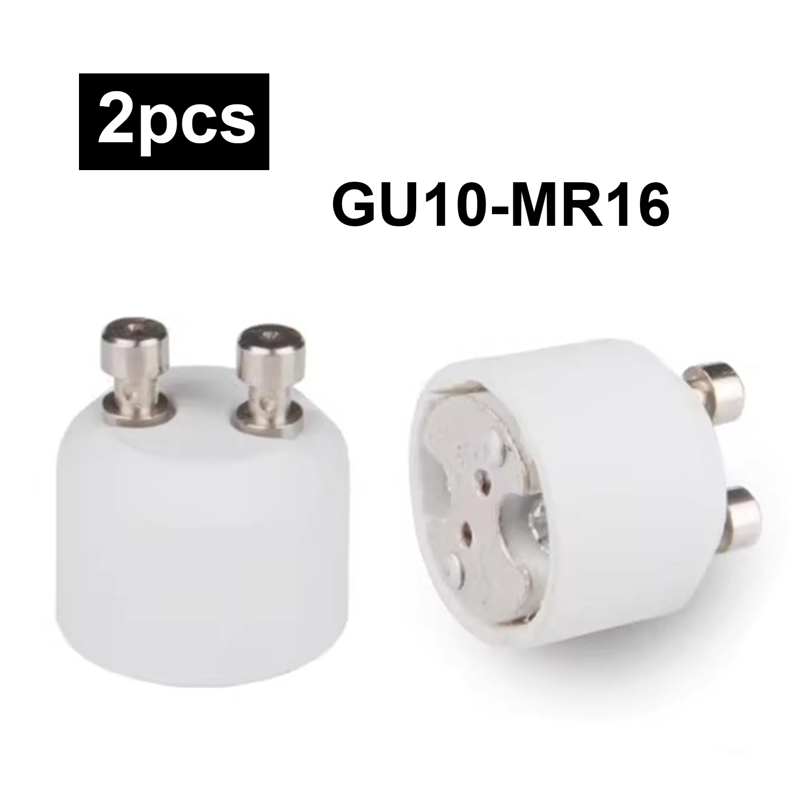 2pcs White GU10 to MR16 Bulb Adapter Converter - LED Panel & Halogen Light Socket Adapter - Quick Install Lamp Holder