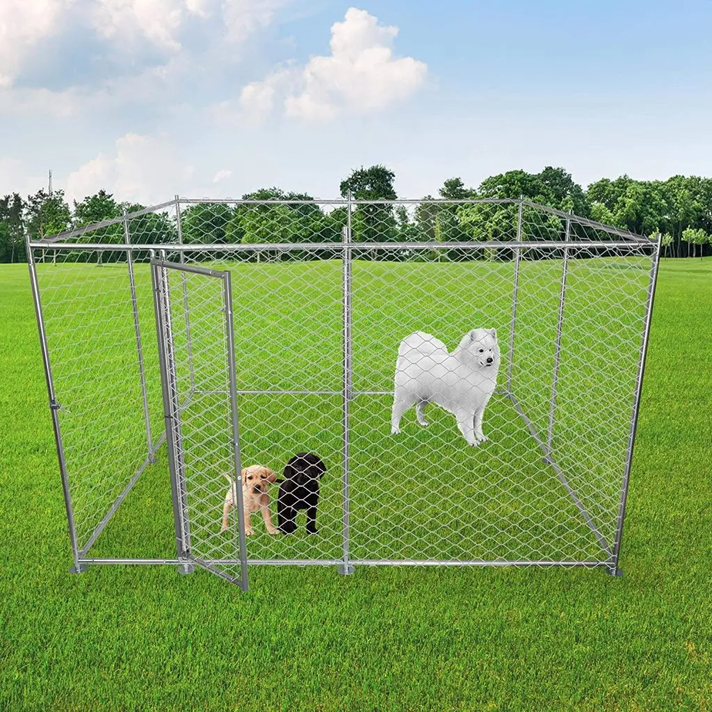 Hot-dip galvanized dog fence, outdoor activity cage mesh, kennel assembly dog cage