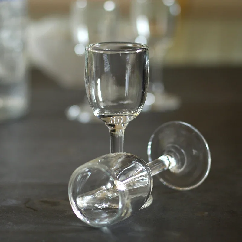 25ml 6PCS Goblet Glass Cup Set Lead-Free Glass Shot Glasses with Stem Liquor Glass Sets for Drinkware Wedding Family Bar Party