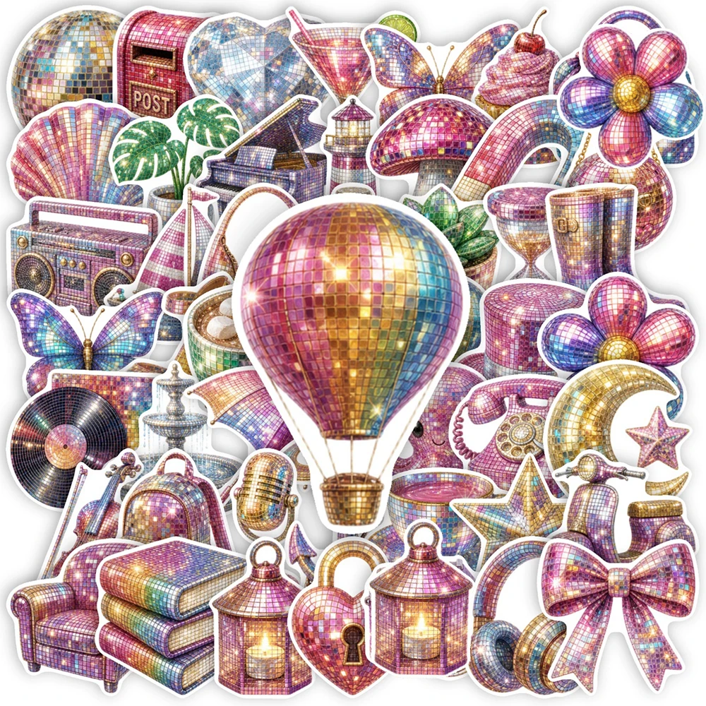10/30/50pcs INS Laser Style Shiny Aesthetic Y2K Stickers Retro Cartoon Sticker Waterproof Graffiti Laptop Bike Cool DIY Decals T