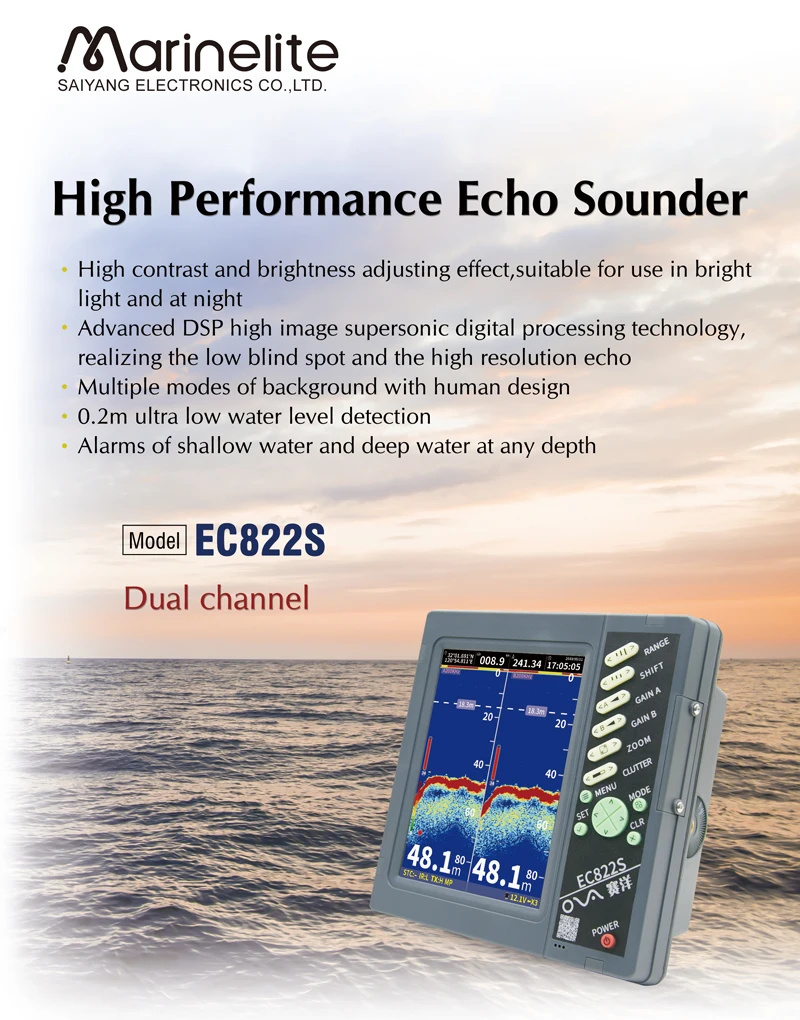 Echolot 600 W 50/200 kHz Sonar Echolot für Boote