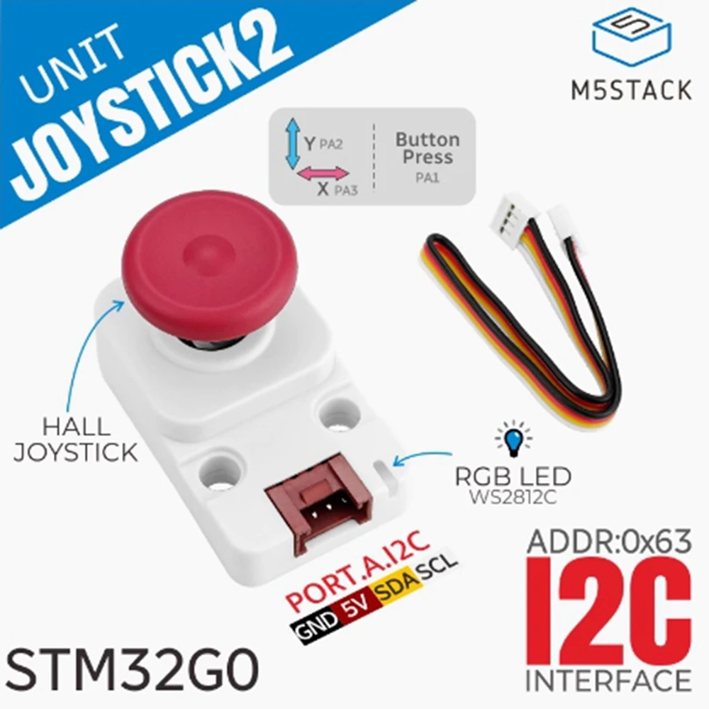 M5Stack Joystick 2 Unit Hall electromagnetic joystick STM32G030 I2C Communication