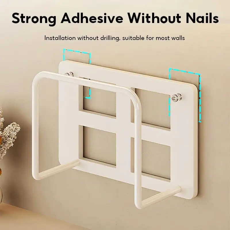 No Punch Wall Router Bracket Self Adhesive Easy Install Shelf for WiFi Routers Set Top Boxes Home Office Organization view 3
