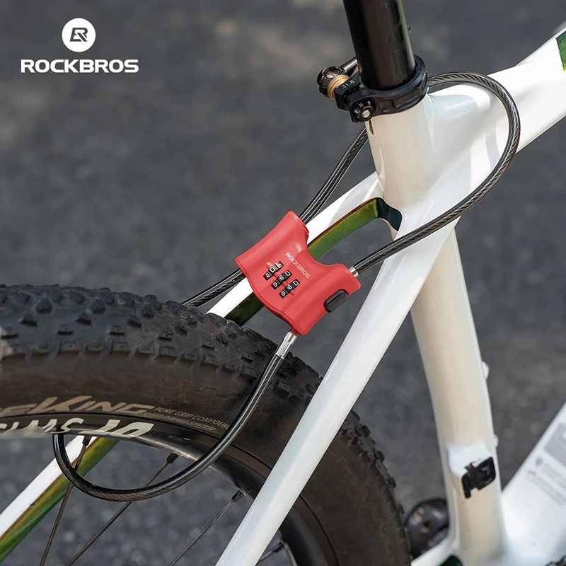 

ROCKBROS Bike Lock Motorcycle Helmet Lock Thickened Steel Cable Portable Multifunctional Anti-Theft Adjustable MTB Road Bike Acc