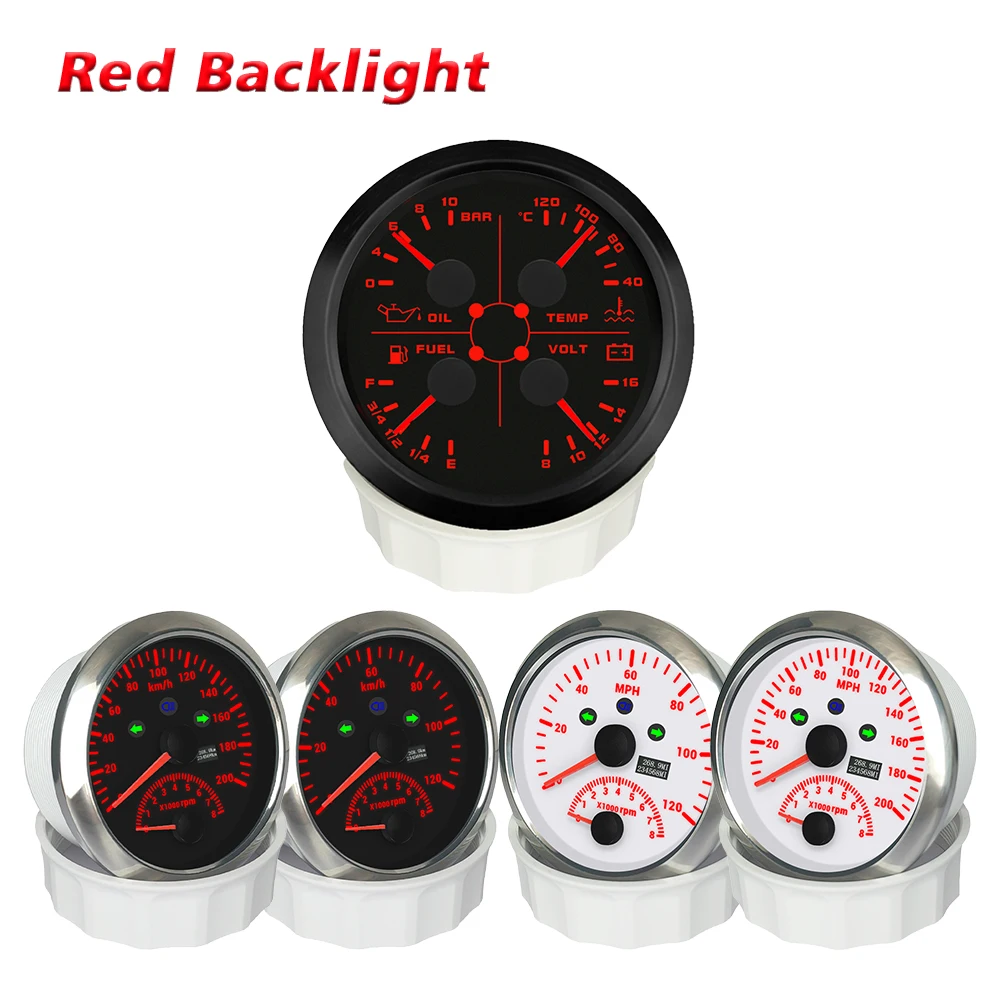 

Rhaxel 85mm 2in1 GPS Speedometer 120M 200K Odometer with Tachometer with 4in1 Multifunction Fuel Level 10Bar Oil Pressure 12V