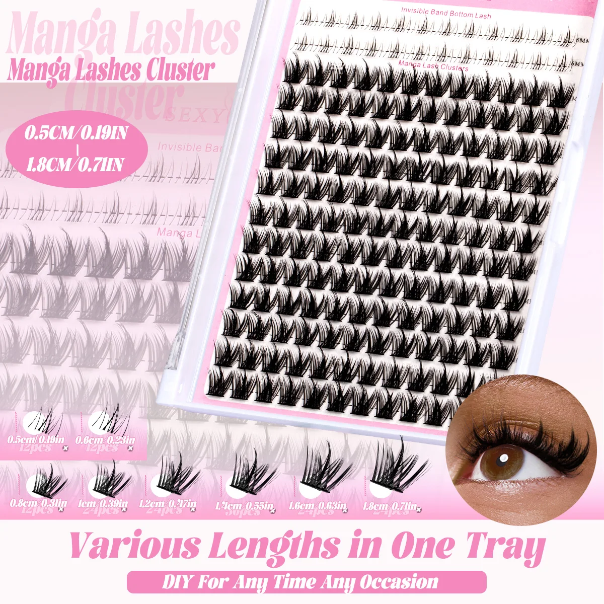 3 Boxes DIY Eyelash Clusters Kit Natural Lash With Bond&Seal Volume Fluffy Soft Eyelash Extension Festival Gift