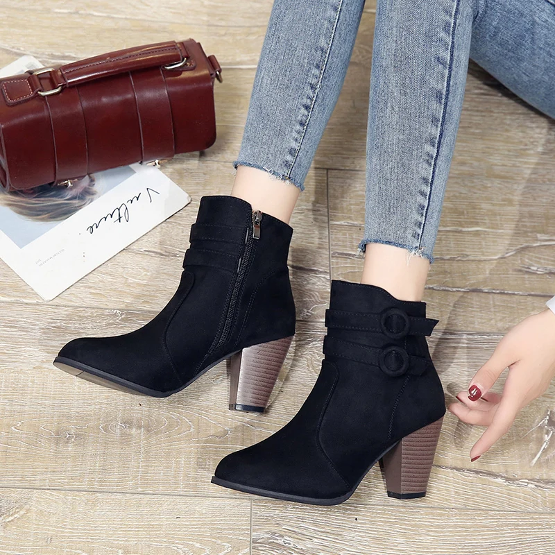 Boots Women Winter 2023 New Ankle Boots for Women High Heel Women Fashion Zipper Platform Boots Casual Bottines Botas Para Mujer