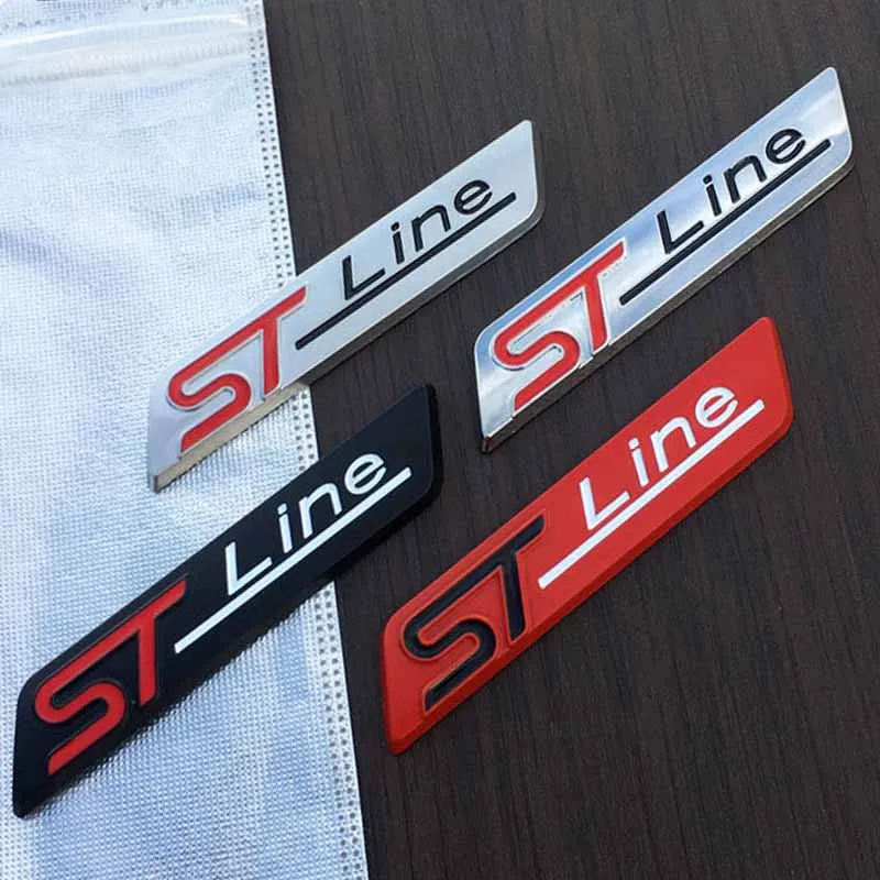 

3d Chrome Black Logo ST Line Emblem Car Fender Badge Adhesive Decal ST Line Sticker Accessories