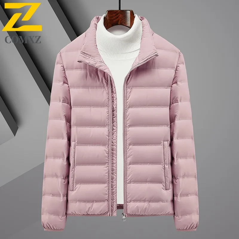 COMXZ Mens Ultra Light Down Jacket Hooded Outdoor Skiing Thicken Warm Parka Solid Color Design Travel Comfortable Winter Coat