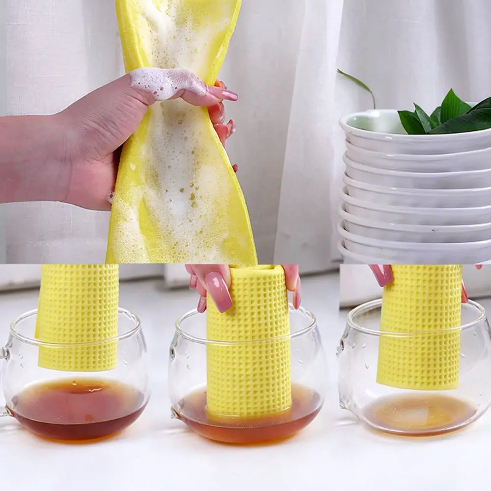 Effective Kitchen Cleaning Rag Wood Pulp Sponge Dish Cloth Soft Material High Water Absorption Scrubber For Dishware