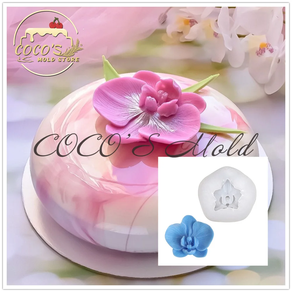 

New Orchid Design Chocolate Silicone Mold Fondant Cake Decorating Tools Kitchen Accessories Phalaenopsis Baking Cake Mould