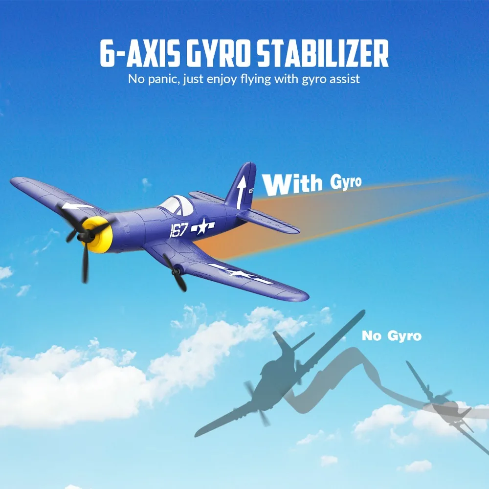 볼란텍스RC F4U 코르세어 2.4G 3CH RC 비행기 400mm EPP 폼 고정익 워버드 스마트 밸런스 장난감 (어린이/성인용 선물)