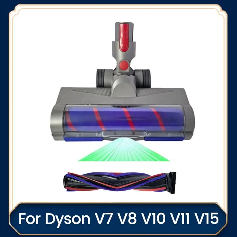 Promotion!Quick-Release Direct Drive Floor Brush Head Set For Dyson V7 V8 V10 V11 V15 Vacuum Cleaner Parts With Green Dust Light