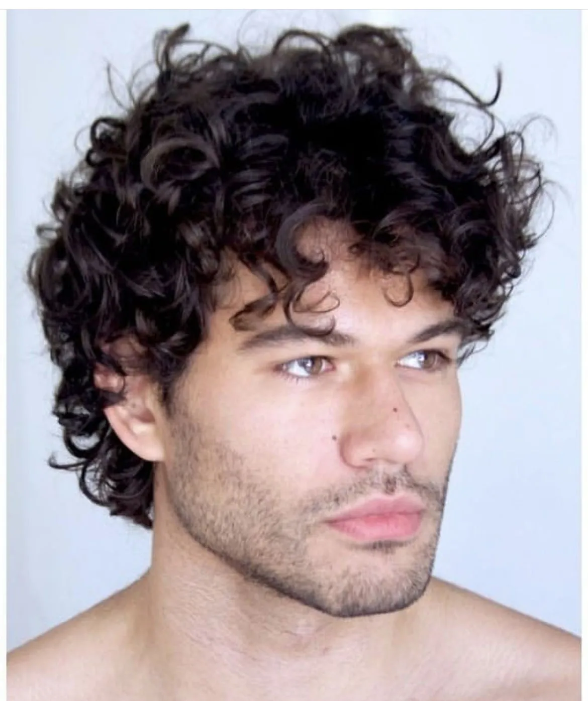 20mm 곱슬머리 감지 불가능한 내구성 있는 얇은 PU 호주 레이스 남성용 부분 가발 100% 인모 # 1b 블랙 다크 브라운 # 2 28m 25mm 컬 시스템