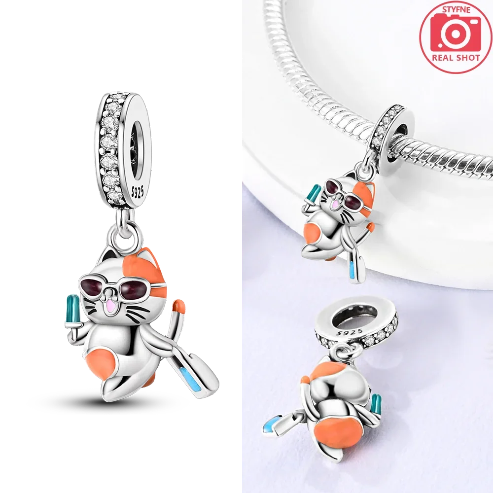 Nightglow Star Moon Silver Charms Beads, DIY Gift