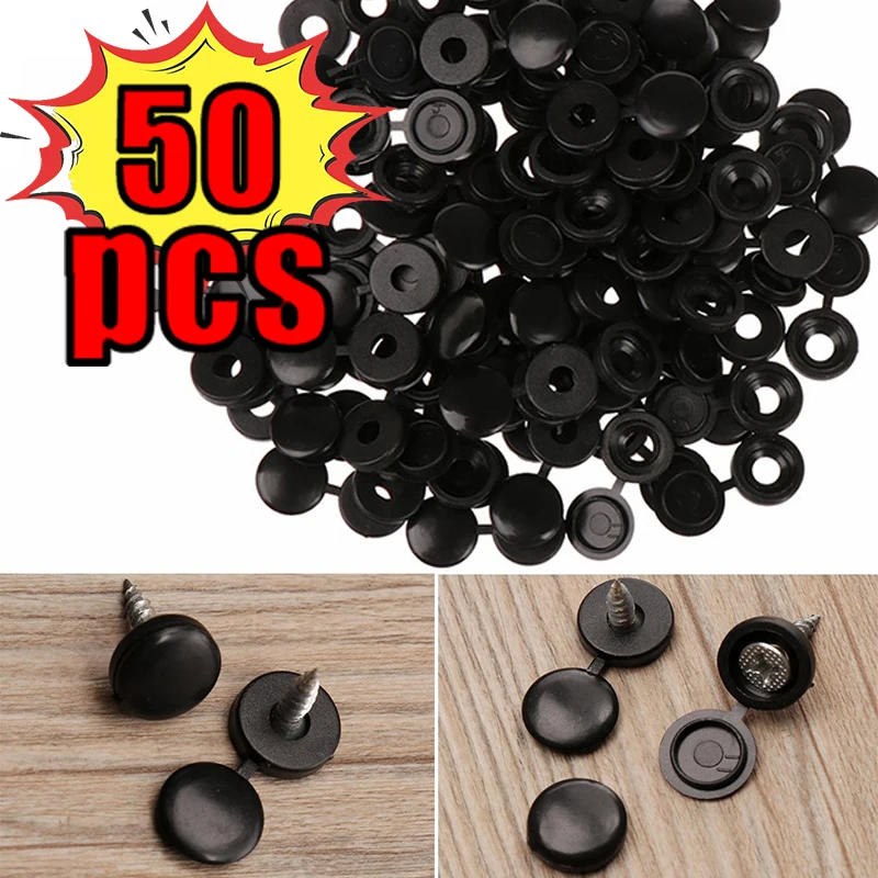 Screw Cap 50Pcs Cover Fold Snap Protective Cap Hinged Plastic Button for Screw Car Furniture Decorative Nuts Cover Bolts