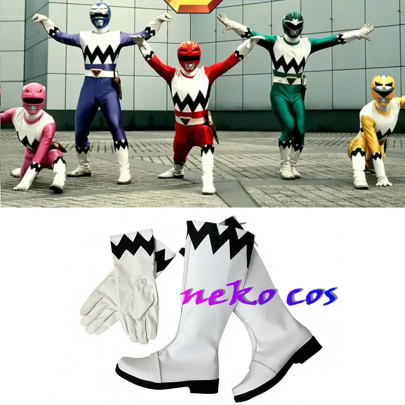 

nekocos Seijuu Sentai Gingaman Star Animals Rangers-Galaxyman white boots+gloves Shoes Cosplay Costume