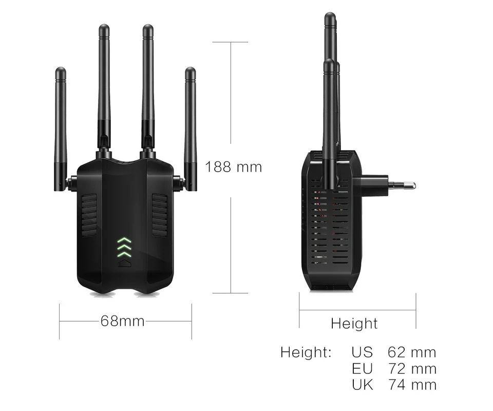 AC1200 5Ghz WiFi Repeater Draadloze Netwerk Extender Wi-Fi Versterker 802.11N Lange Afstand Wi-fi Signaal Uitbreiden Wifi Repeator