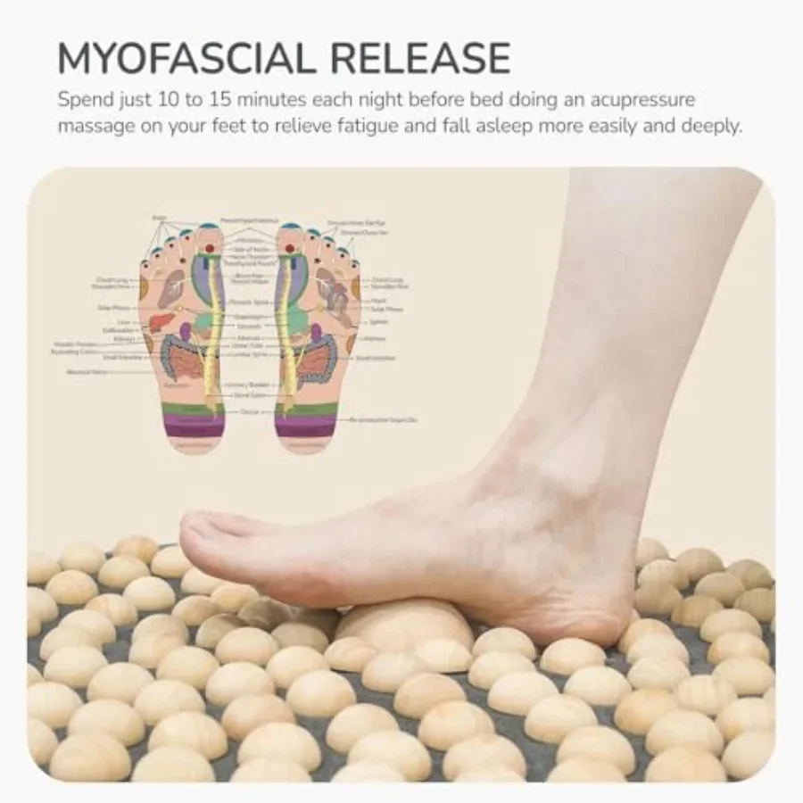 Wood Foot Acupressure Mat for Daily Relaxation and Foot Care Ergonomic Design with Foldable Pressure Point Pad for Home Office