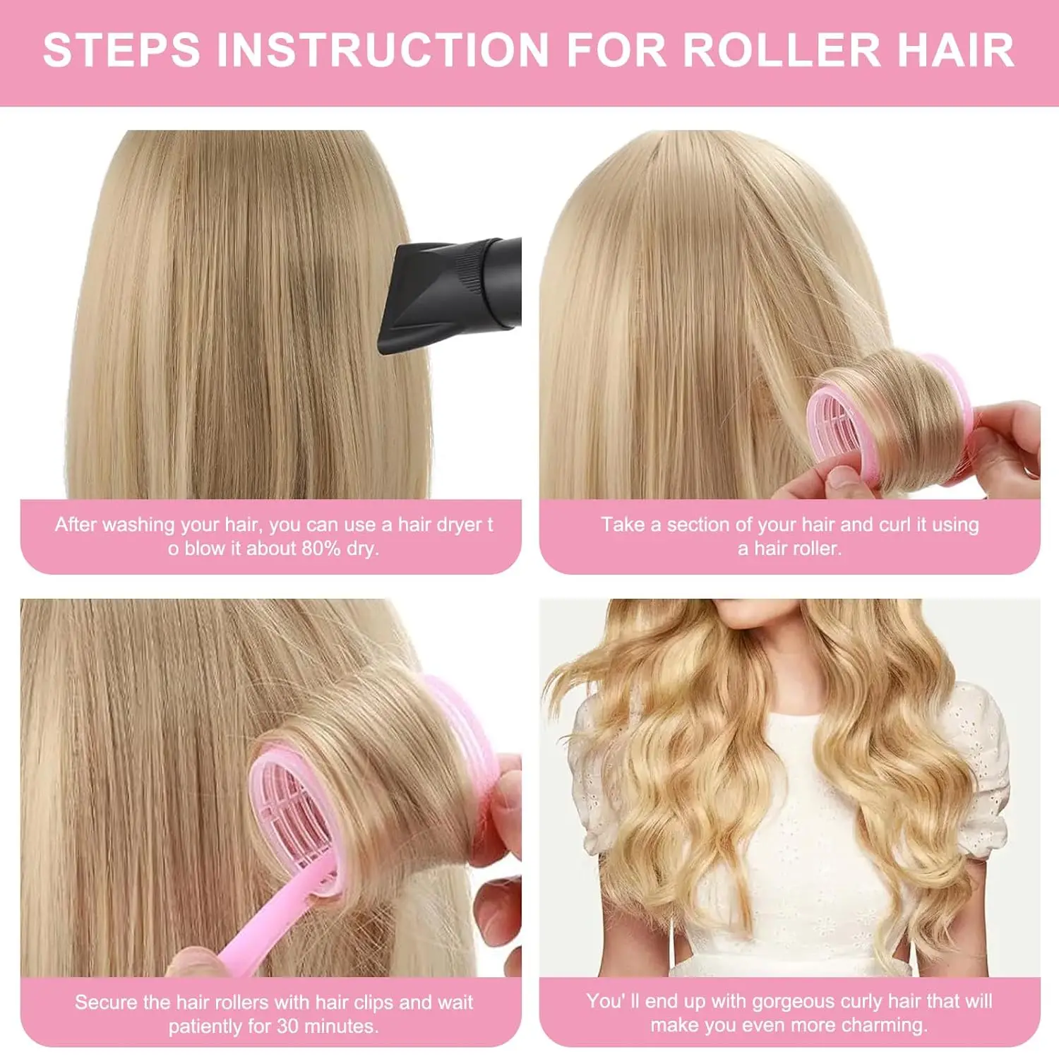 18pcs/Set Large Size Hair Rollers With Clips, Self-Gripping Curler Suitable For Long/Medium/Short Hair And Bangs view 5