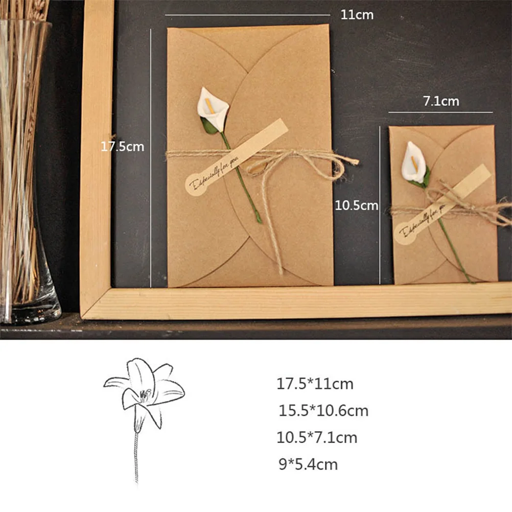 9 個のドライフラワーグリーティングカードプレミアムクラフト紙手作り環境に優しいギフトバレンタイン誕生日記念日牛革