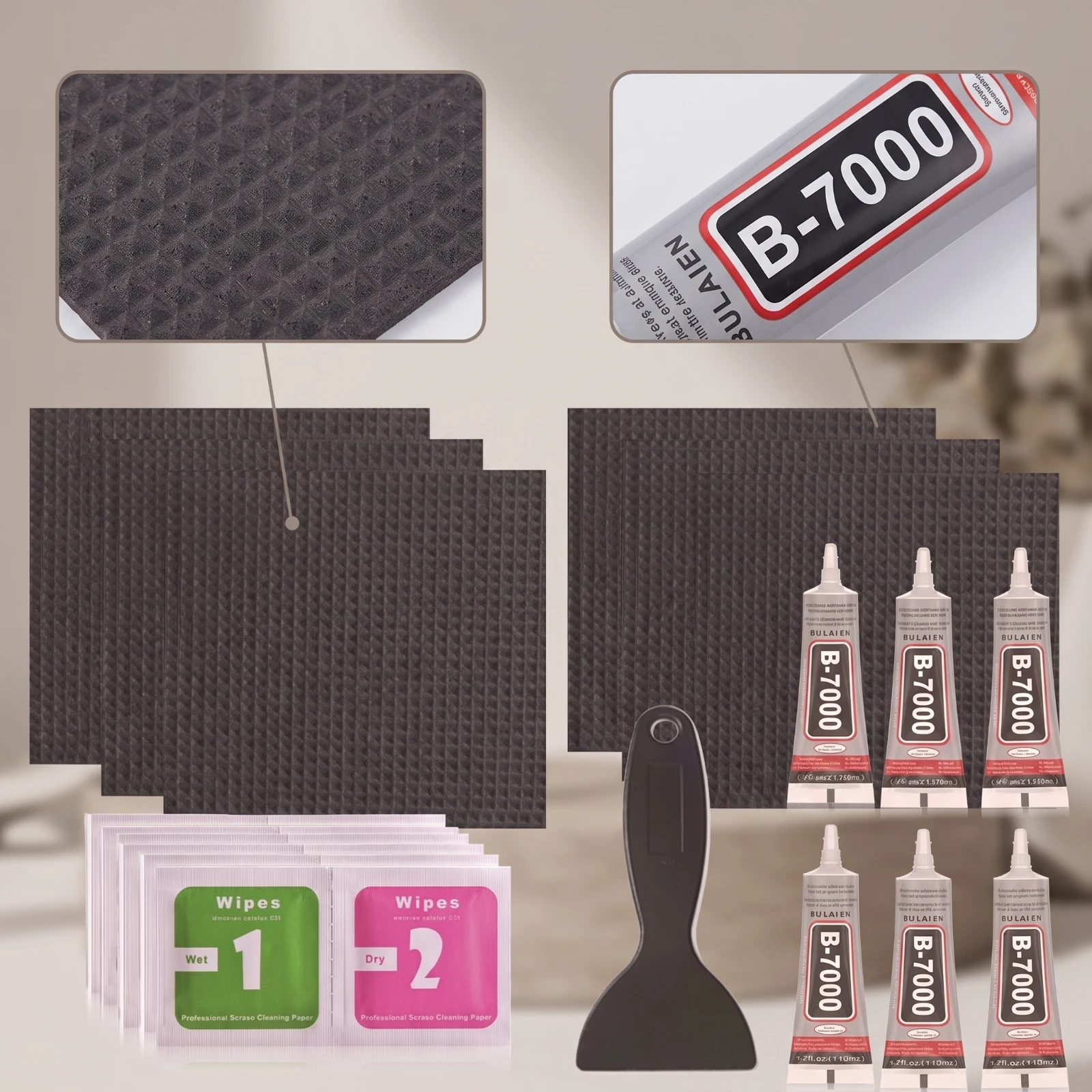 6 Pieces Trampoline Repair Kit with Adhesive Long-Lasting Trampoline Repair Kit Waterproof Easy to Use for Parents, Backyard
