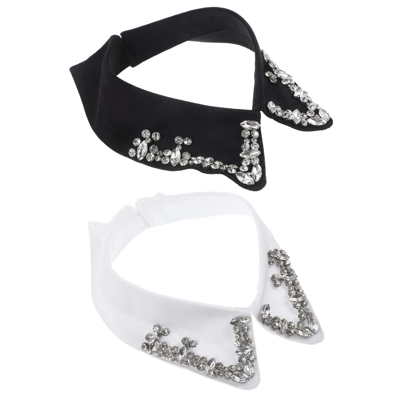 2 pçs camisa colar falso feminino strass destacável colar decoração versátil moda blusa acessório coleiras falsas