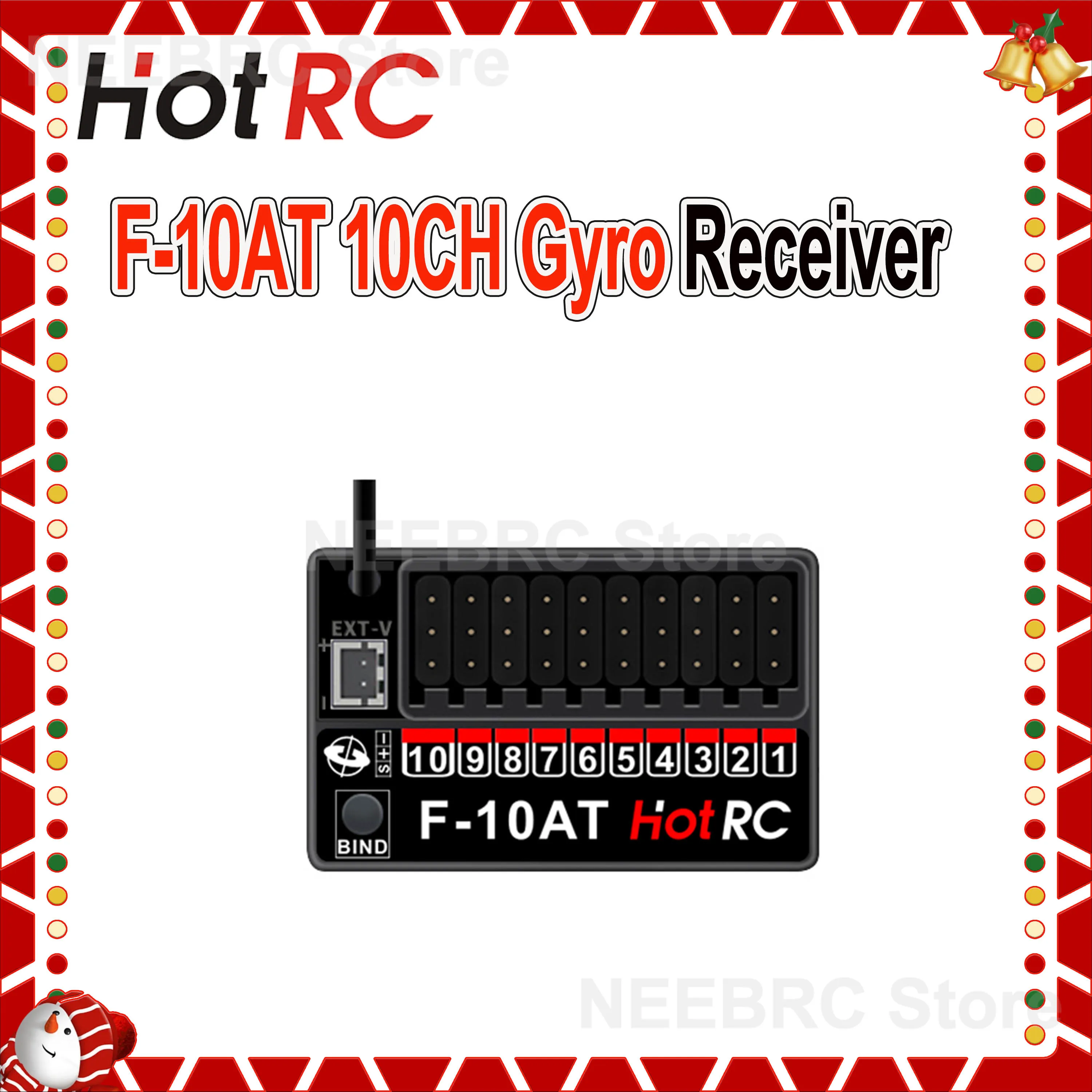 1/2/4 Stück HotRC F-10AT 10-Kanal Gyro-Empfänger 2,4G PWM Spannungsrückmeldung 4-9V für DS800 CT-6A HT-10A DS600 Sender RC Auto Panzer Flugzeug