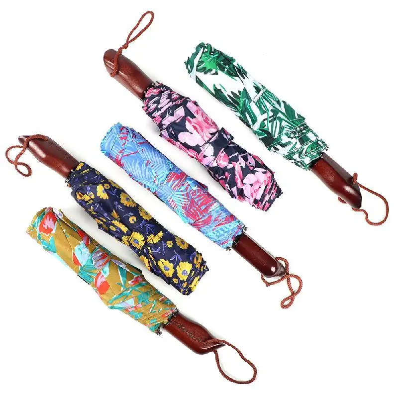

Бытовой обычный цветочный зонт, трехкратный цветочный зонт неправильной формы с деревянной ручкой, оснащенный изысканной сумкой для хранения