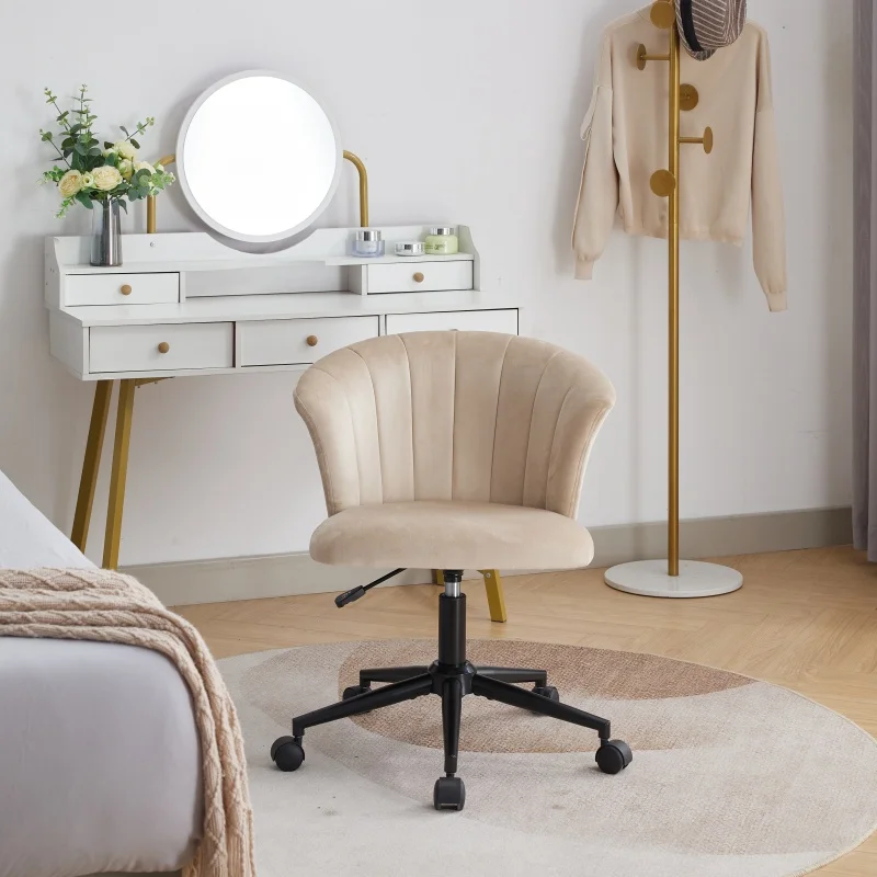 

Soft Velvet Wide Office Chair with Flower Shape Adjustable and Rotating Swivel Computer Chair for Home Elegant Vanity Desk Chair