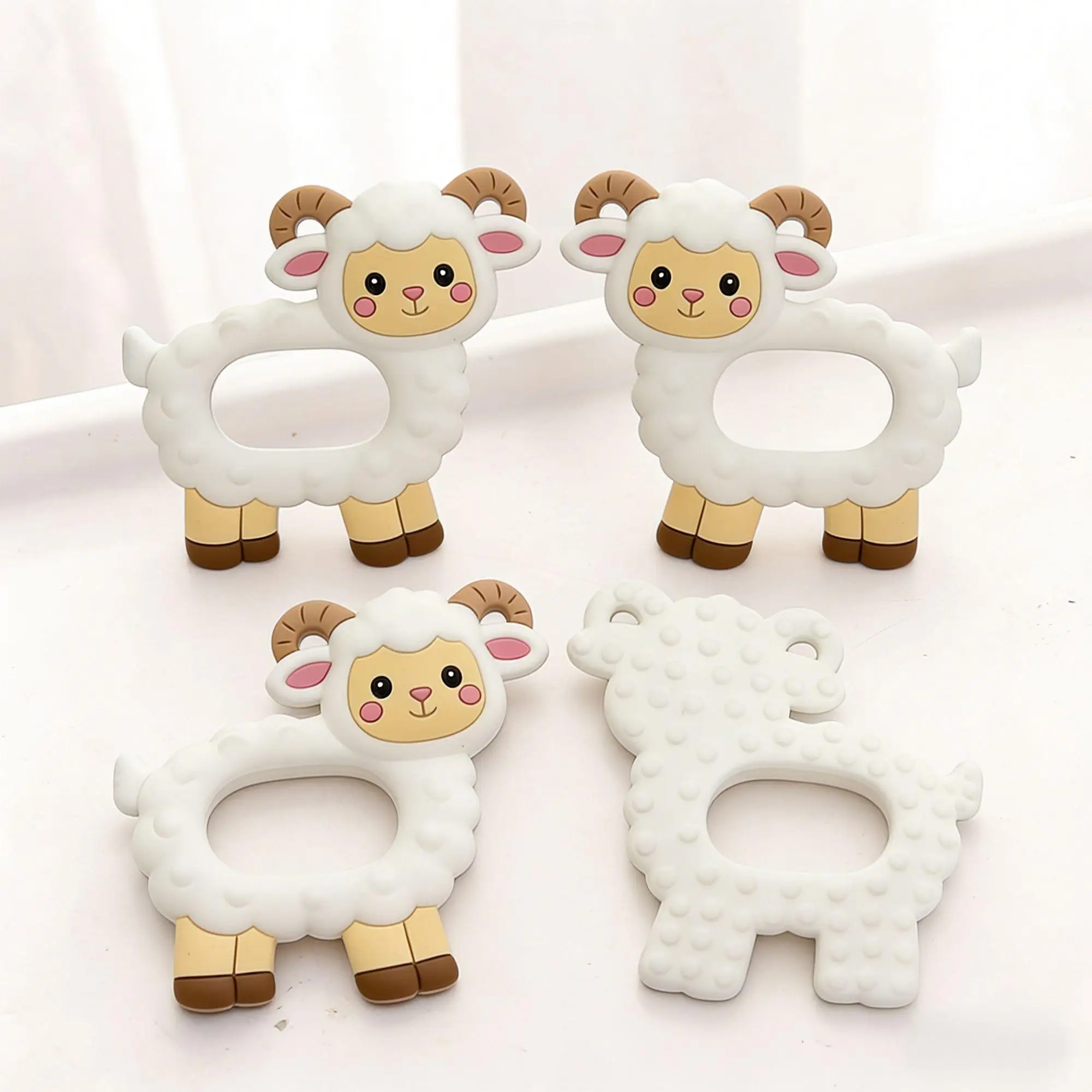 1pcs Silicone Teether New Pacifier Chain Making Cartoon Animal Sheep BPA Free Rodent Teeth Necklace Food Grade Baby Chew Toy