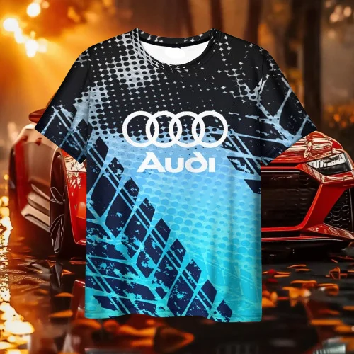 

Summer new hot-selling Audi quattro men's 3D printed short-sleeved T-shirt breathable and quick-drying cool short-sleeved MOTO