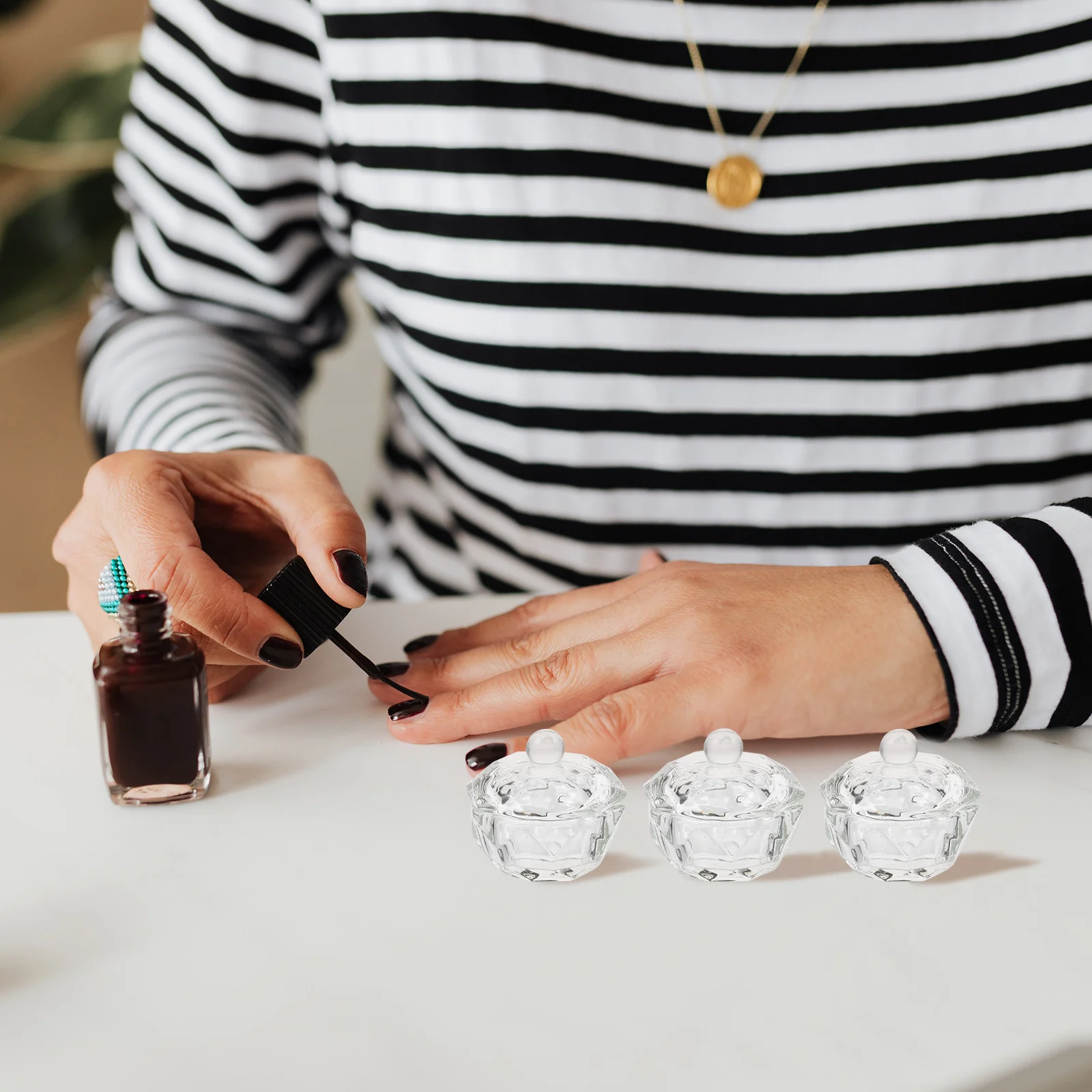 

3 шт. держатель для жидкости, блюдо для ногтей, художественный инструмент, контейнер, чаша для маникюра, хрустальные стеклянные банки, порошок