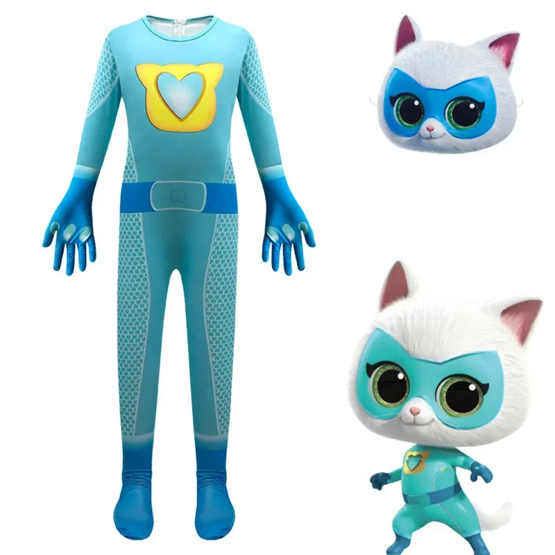 Disfraces de Cosplay de supergato para niños y niñas, monos de Anime para Halloween, ropa de fiesta de cumpleaños y Carnaval, máscara de fantasía