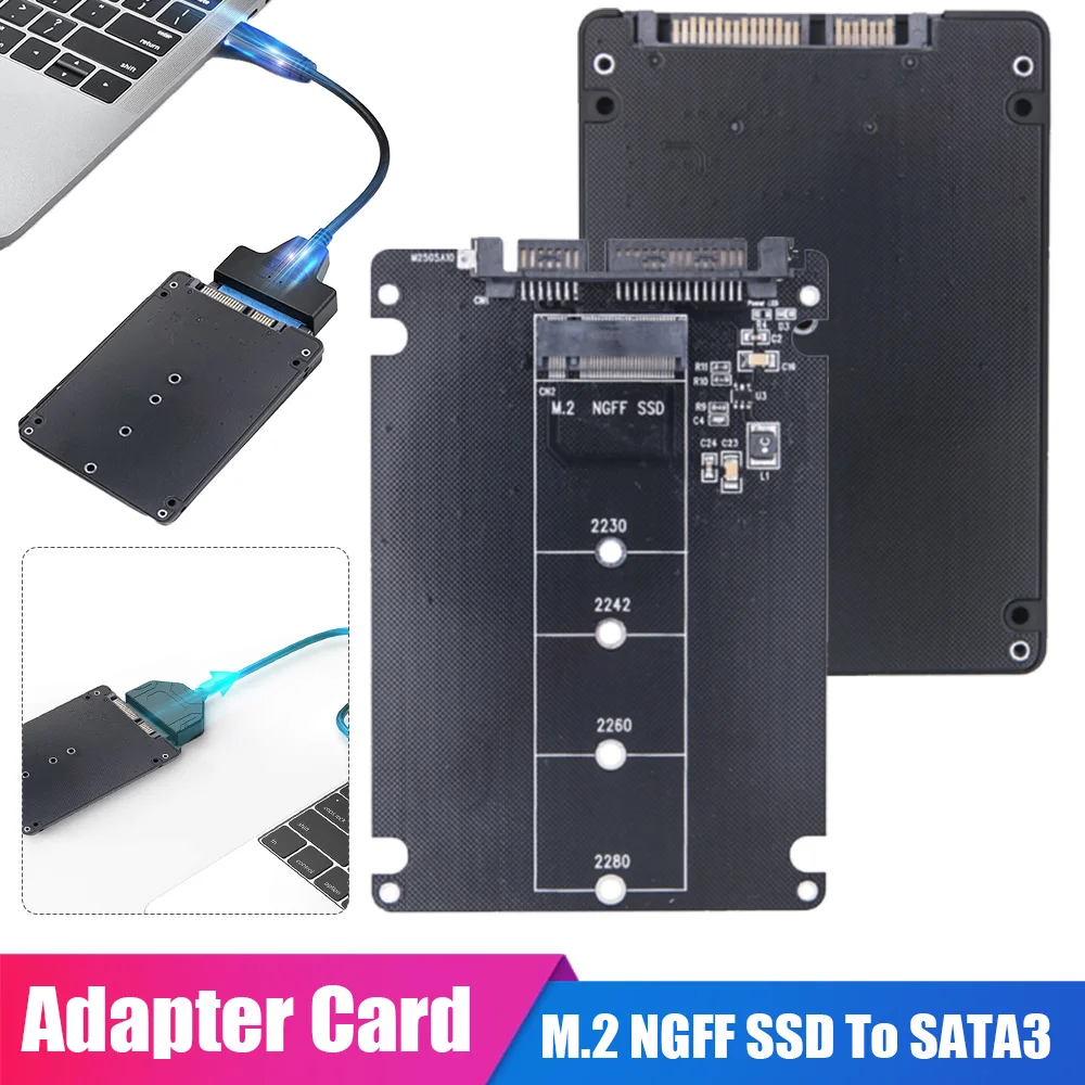 M.2 NGFF SSD To SATA3 External Hard Drive Box 6Gbps Hard Disk Adapter Board M.2 NGFF To SATA3.0 Adapter Card for PC