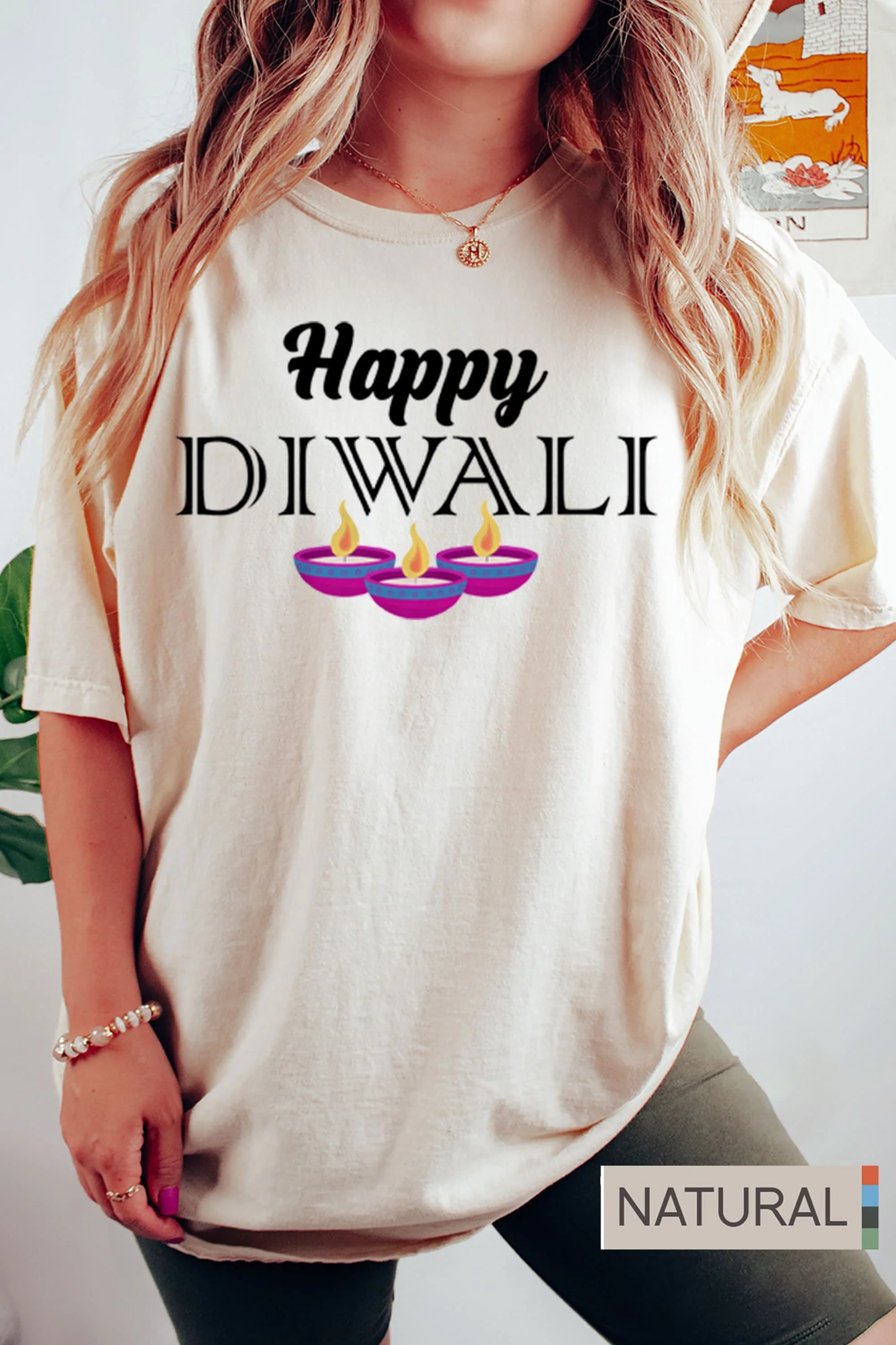 Happy Diwali T Shirt Purple Candle Festival Colorful Indian Comfort Colors