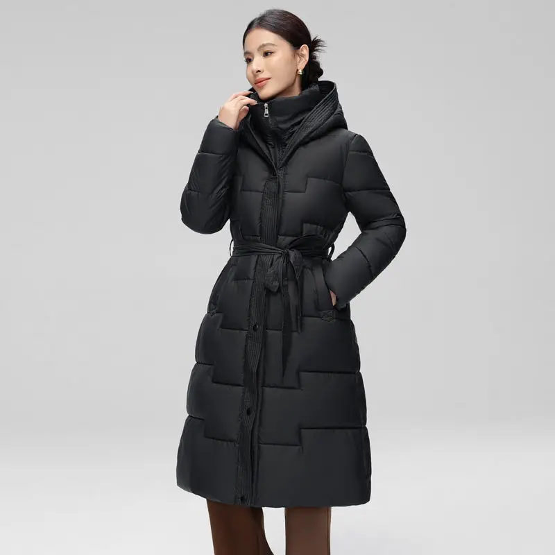 2024 Winter New Thickened Knee-length Down Cotton Clothes, Waist and Thin Jackets, Enlarged Cold-proof Jackets To Keep Warm