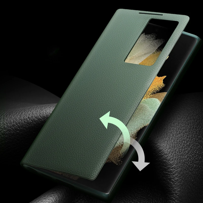 QIALINO custodia Smart s24 in vera pelle per Samsung Galaxy S24 Cover Ultra leggera per telefono con custodia Smart View per S24 Ultra