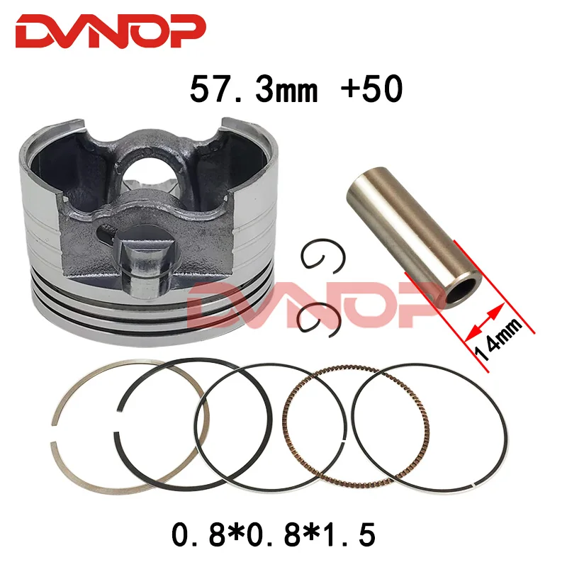 Motorcycle 57.3 mm STD +25 +50 Piston 14 mm Pin Ring 0.8*0.8*1.5mm Set Kit Assembly For Honda CBF150 CBF 150 150cc