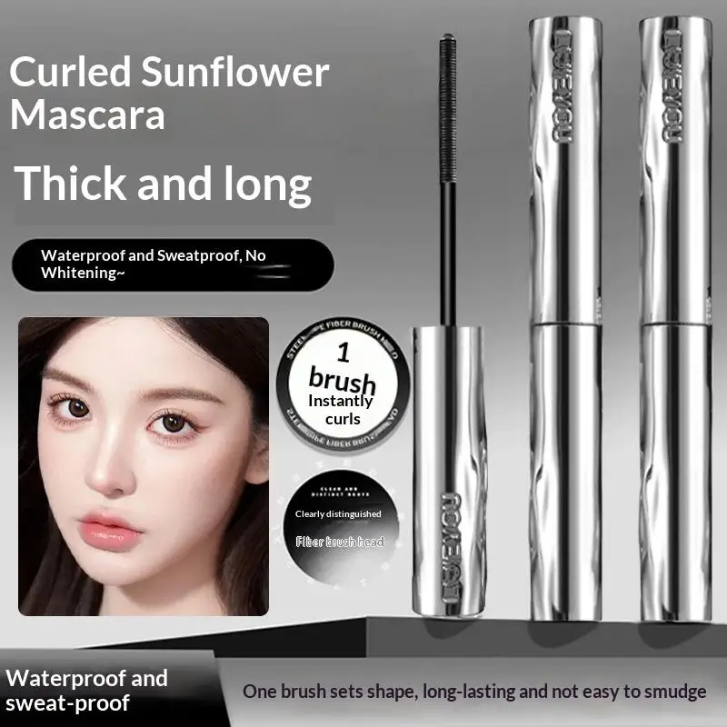 Mascara Tube argenté Mascara bouclé naturel allonge les cils sans bavures Mascara Tube résistant à l'eau et à la sueur longue durée