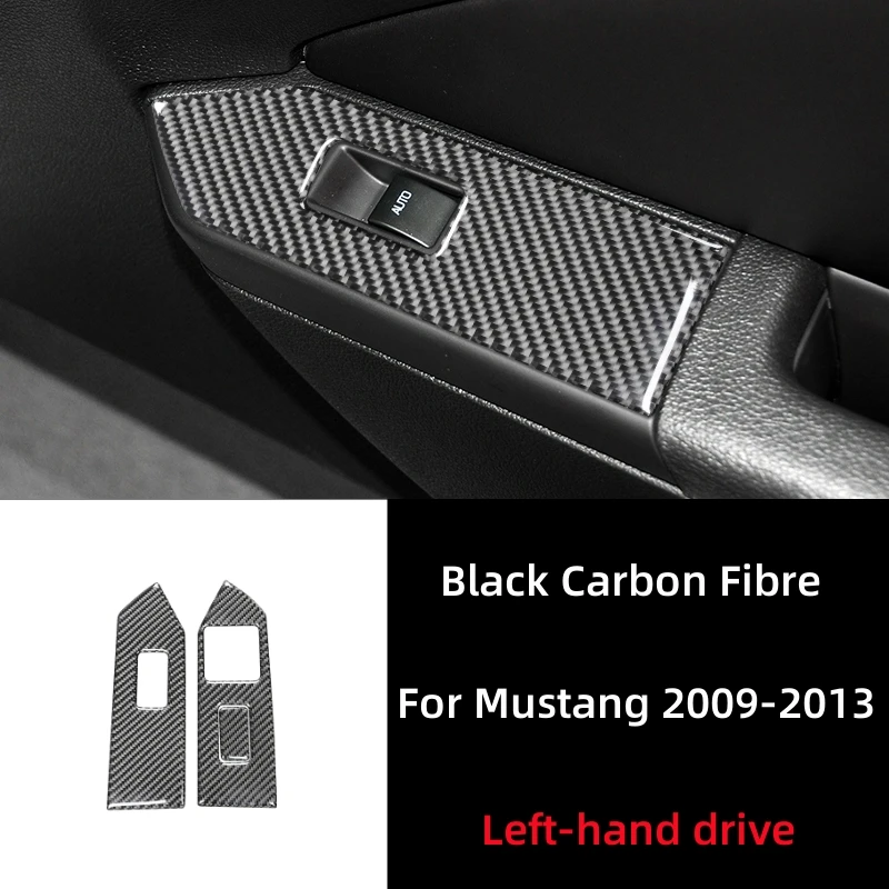 

For Ford Mustang 2009-2013 Accessories Carbon Fiber Car Windows Lifter Control Switch Panel Frame Sticker Trim Cover Decoration