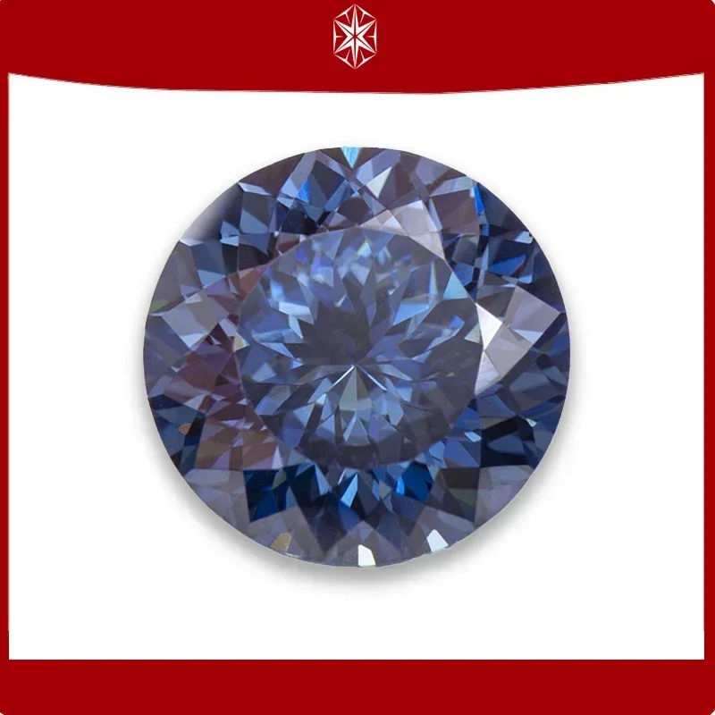 

Moissanite Stone 100 Faces Cut Round Shape Primary Colours Royal Blue Gemstones Jewelry Making Materials with GRA Certificate